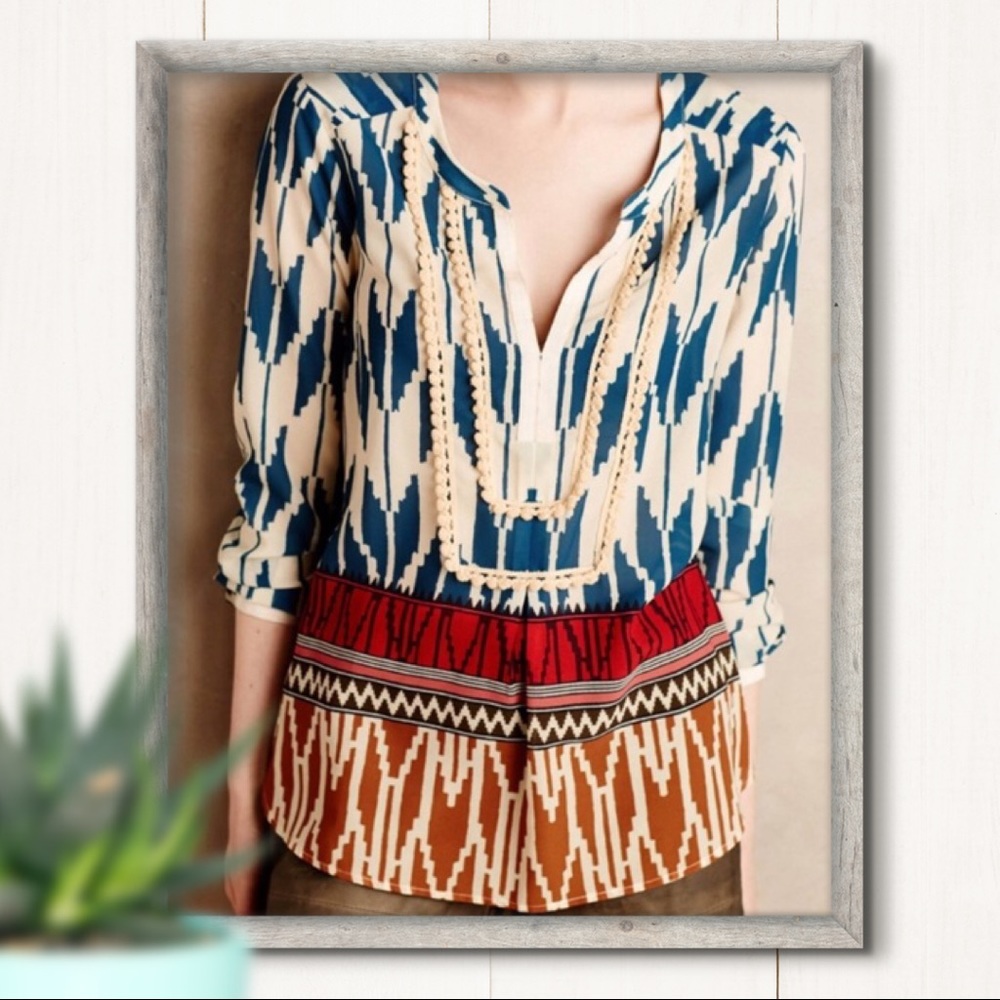 Anthro Maeve Rohana Flowy Ikat Blouse Size 4